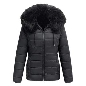 Bellivera Faux Fur Reversible Puffer Jacket With Fur Collar NWT Size Medium